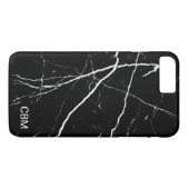 Black Marble Monogram Case-Mate iPhone Case (Achterkant (Horizontaal))