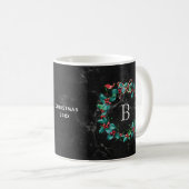 Black Marble Monogram kerstmis Koffiemok (Voorkant rechts)