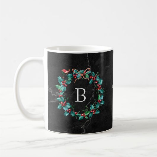 Black Marble Monogram kerstmis Koffiemok (Links)