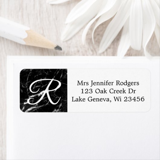 Black Marble Monogrammed Etiket (Insitu)