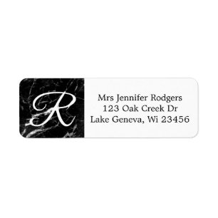 Black Marble Monogrammed Etiket