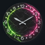 Black Marble Neon Clock Design Grote Klok<br><div class="desc">Step into modern elegance with this black marble neon clock design, where glowing green and pink accents meet a sleek marble backdrop. The bold contrast of luminous colors against deep stone textures creates a striking aesthetic that feels both futuristic and timeless. Perfect for those who love vibrant artistry, geometric balance,...</div>