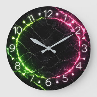 Black Marble Neon Clock Design Grote Klok