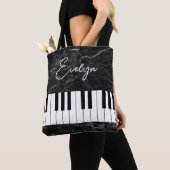 Black Marble Piano Music Threaded Canvas tas (Dichtbij)