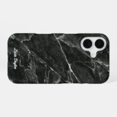 Black Marble Script Naam iPhone 16 Hoesje (Achterkant horizontaal)