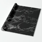 Black Marble Silver Carrara Shiny Deep Grey Cadeaupapier (Uitgerold)