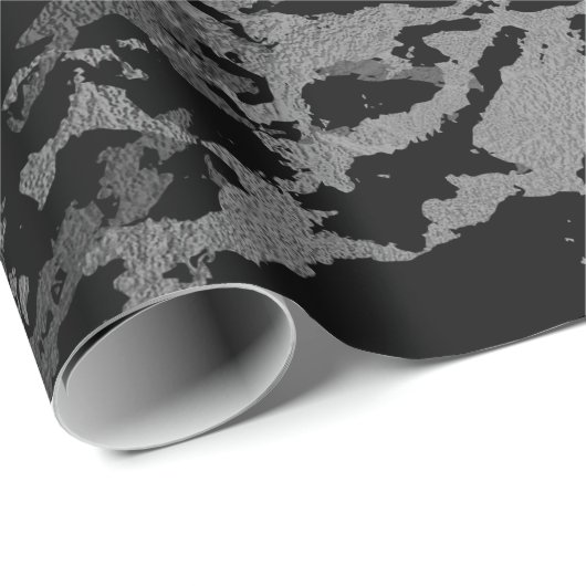 Black Marble Silver Carrara Shiny Deep Grey Cadeaupapier (Rol Hoek)