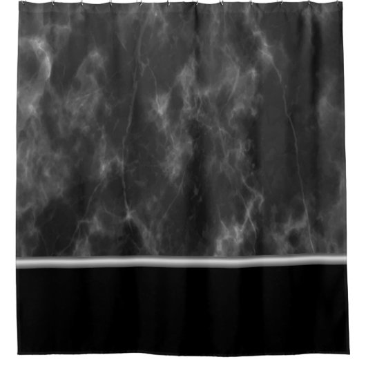 Black Marble Silver Trim-Mannen Douchegordijn (Voorkant)