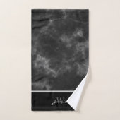 Black Marble Silver Trim Monogram Mannen Bad Handdoek (Handdoek)