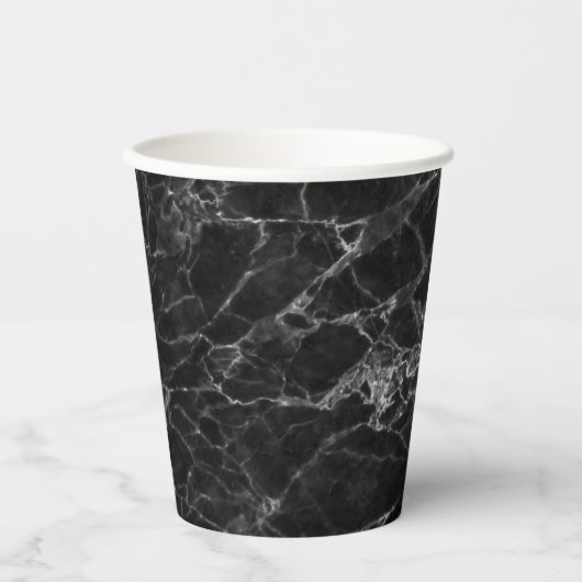 Black Marble Stone Kijk Papieren Bekers (Voorkant)