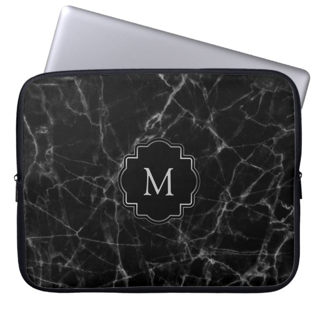Black Marble Stone MS001 Laptop Sleeve (Voorkant)
