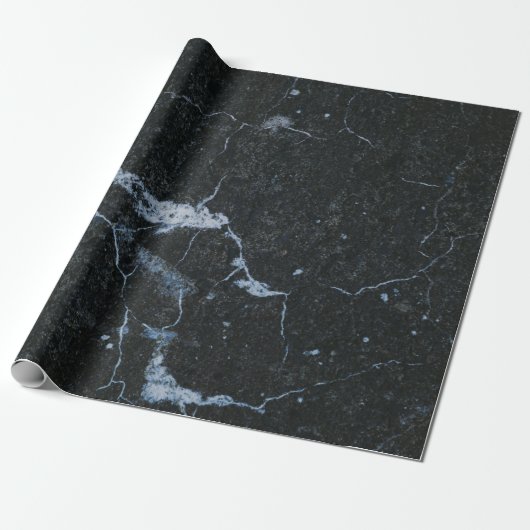 Black Marble Stone Pattern Cadeaupapier (Uitgerold)