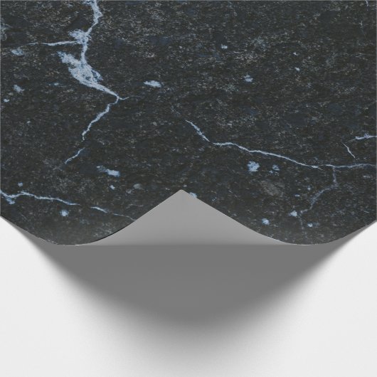 Black Marble Stone Pattern Cadeaupapier (Hoek)