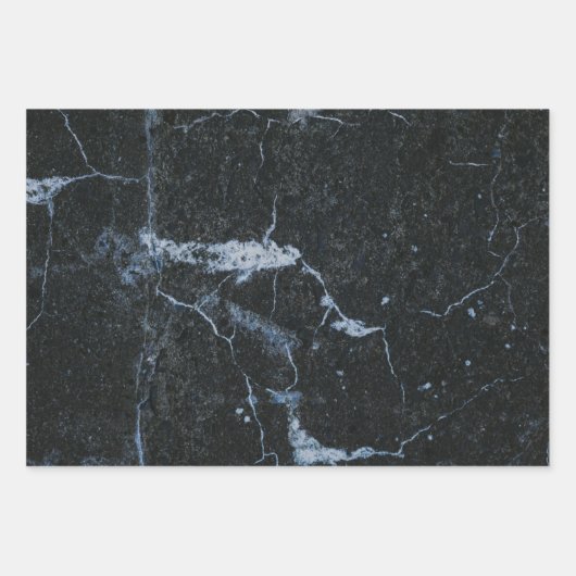 Black Marble Stone Pattern Inpakpapier Vel (Voorkant 3)
