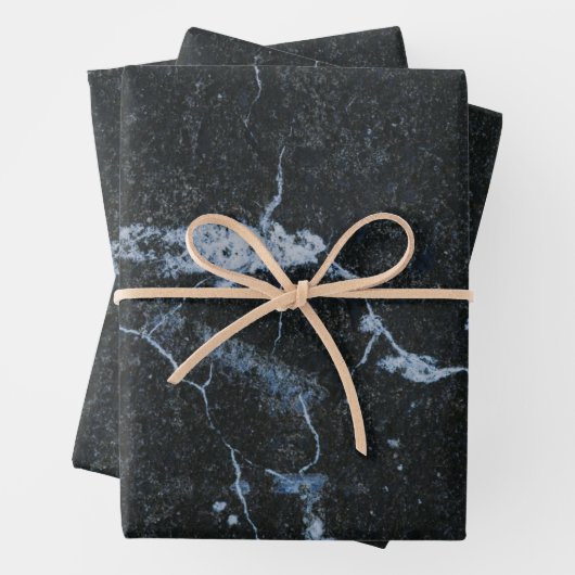 Black Marble Stone Pattern Inpakpapier Vel (In situ)