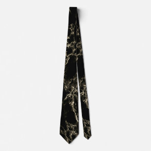 Black Marble Stone Stropdas Golden Black