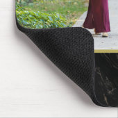 Black Marble Tan Monogram Family Photo Muismat (Hoek)