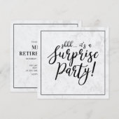 Black & Marble | Verrassingsfeest bij pensionering Kaart (Voorkant / Achterkant)