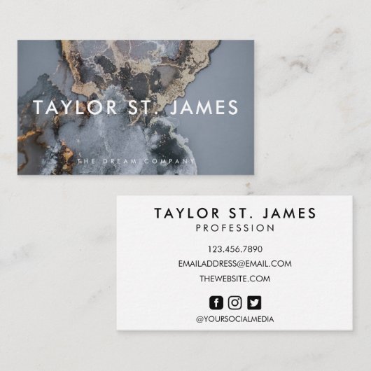 Black Marble Waterverf Professional Visitekaartje (Voorkant / Achterkant)
