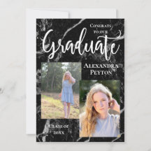 Black Marble White Script Photo Afstuderen