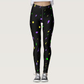 Black Mardi Gras Confetti Leggings (Voorkant)