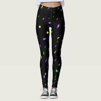 Black Mardi Gras Confetti Leggings