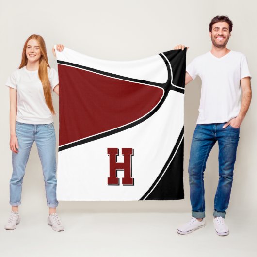 Black Maroon basketbalteam kleurt jongens meisjes Fleece Deken (In situ)