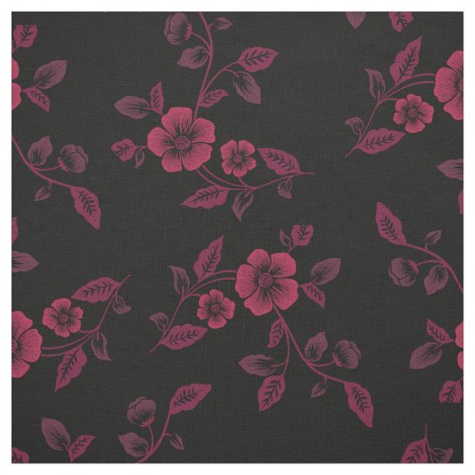 Black Maroon Dogwood Flower gothic Stof (Swatch)