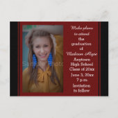 Black Maroon Photo Afstuderen Save the Date Kaart (Voorkant)