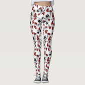 black maroon team colors soccer balls pattern leggings (Voorkant)