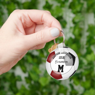 Black Maroon voetbalteam cadeaus meisjes jongens s Sleutelhanger