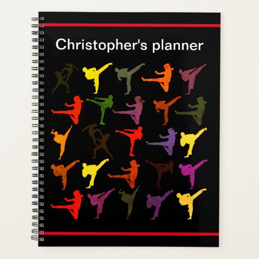 Black Martial Arts Karate Kind Kicks Terug naar Sc Planner (Voorkant)