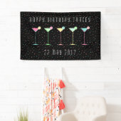 Black Martini Cocktail Verjaardagsconfetti Spandoek (Insitu)