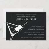 Black Martini Glass Bachelorette Party Uitnodiging (Voorkant)