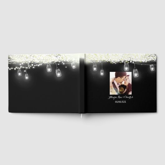 Black Mason Jar onder de sterren Wedden je foto Gastenboek (Volledig)