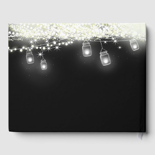 Black Mason Jar onder de sterren Wedden je foto Gastenboek (Achterkant)