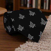 Black Masonic Vrijmetselaarspatroon Stropdas
