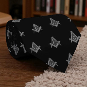 Black Masonic Vrijmetselaarspatroon Stropdas