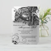 Black Masquerade Mask Ball Costume Halloween Kaart (Staand voorkant)