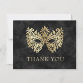 Black Masquerade Mask Elegant Quinceanera Bedankkaart (Voorkant)