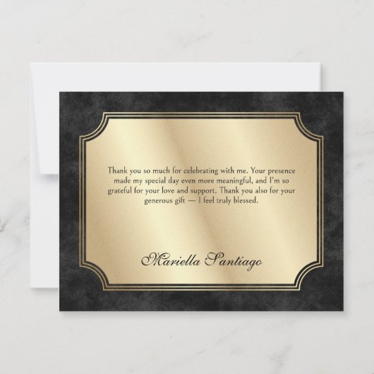 Black Masquerade Mask Elegant Quinceanera Bedankkaart (Achterkant)