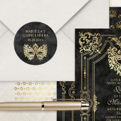 Black Masquerade Mask Elegant Quinceanera Ronde Sticker