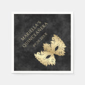 Black Masquerade Mask Elegant Quinceanera Servet (Voorkant)