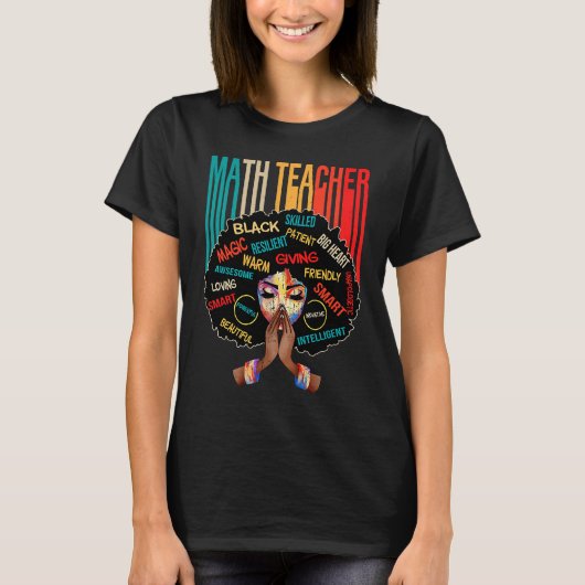 Black Math Teacher Afro Love Melanin African Ameri T-shirt (Voorkant)
