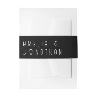 Black Matte Simple Minimal Formal Wedding Uitnodigingen Wikkel