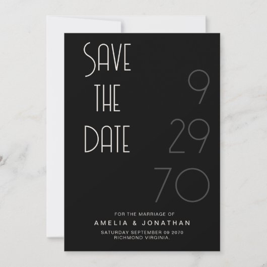 Black Matte Simple Minimal Wedding Save The Date (Voorkant)