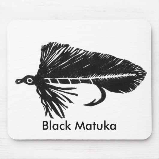 "Black Matuka" Klassieke forel Fly Mousepad Muismat (Voorkant)