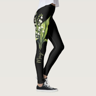 Black May Geboortebloem, Elegante Lelie van de val Leggings