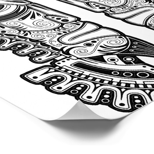 Black Mayan Twins Mask op White Poster (Hoek)