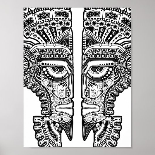 Black Mayan Twins Mask op White Poster (Voorkant)